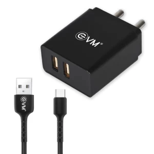 EVM  DUAL USB CHARGER WITH MICRO USB CABLE