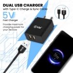 EVM  DUAL USB CHARGER WITH MICRO USB CABLE