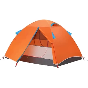 Waterproof Tent with Aluminum Pole Camping Tent Adults Lightweight Easy Setup Two Doors Double Layers Hiking Mountaineer